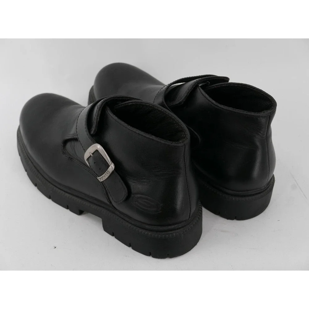 Vtg Skechers Y2K Chunky Grunge SN6909 Boots Black Leather Buckle Men's Size 12